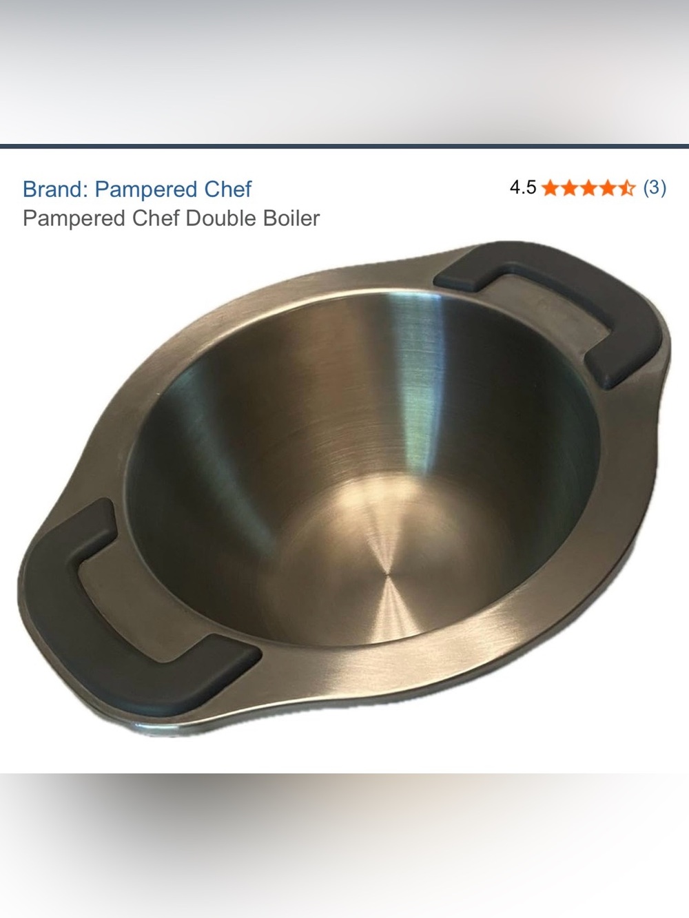 Pampered Chef Stainless Steel Double Boiler Insert (prep) 1.5QT Bowl